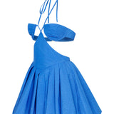 Blue Balloon Faille Mini Dress