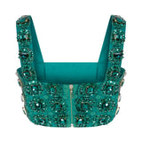 Hand Embroidered Crop Top With Crystal-Embellishments