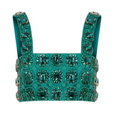 Hand Embroidered Crop Top With Crystal-Embellishments