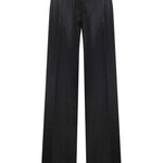 Black Wide Leg Pants With Gold Buttons and Velvet Waist