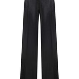 Black Wide Leg Pants With Gold Buttons and Velvet Waist