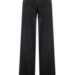 Black Wide Leg Pants With Gold Buttons and Velvet Waist