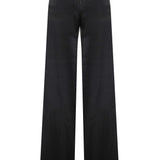 Black Wide Leg Pants With Gold Buttons and Velvet Waist