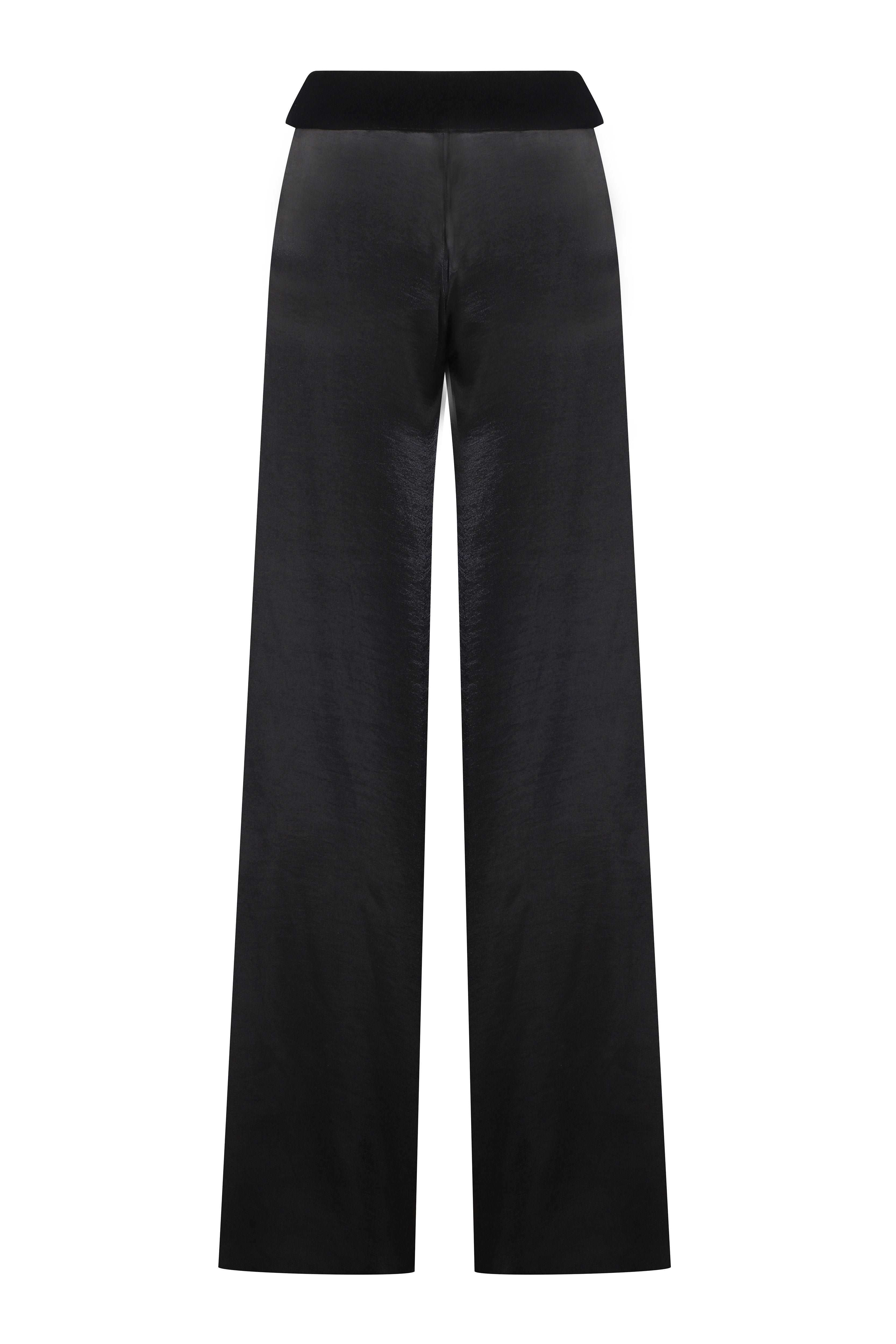 Black Wide Leg Pants With Gold Buttons and Velvet Waist