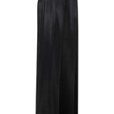 Black Wide Leg Pants With Gold Buttons and Velvet Waist