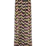 Amazonica Chiffon Wavy Striped Maxi Skirt with Black Sequin and High Slit Details