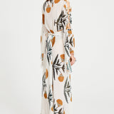 Printed Maxi Dress With Cut Out And Gold Accessory Details