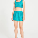 Emerald Mini Skirt With Embroidery Details