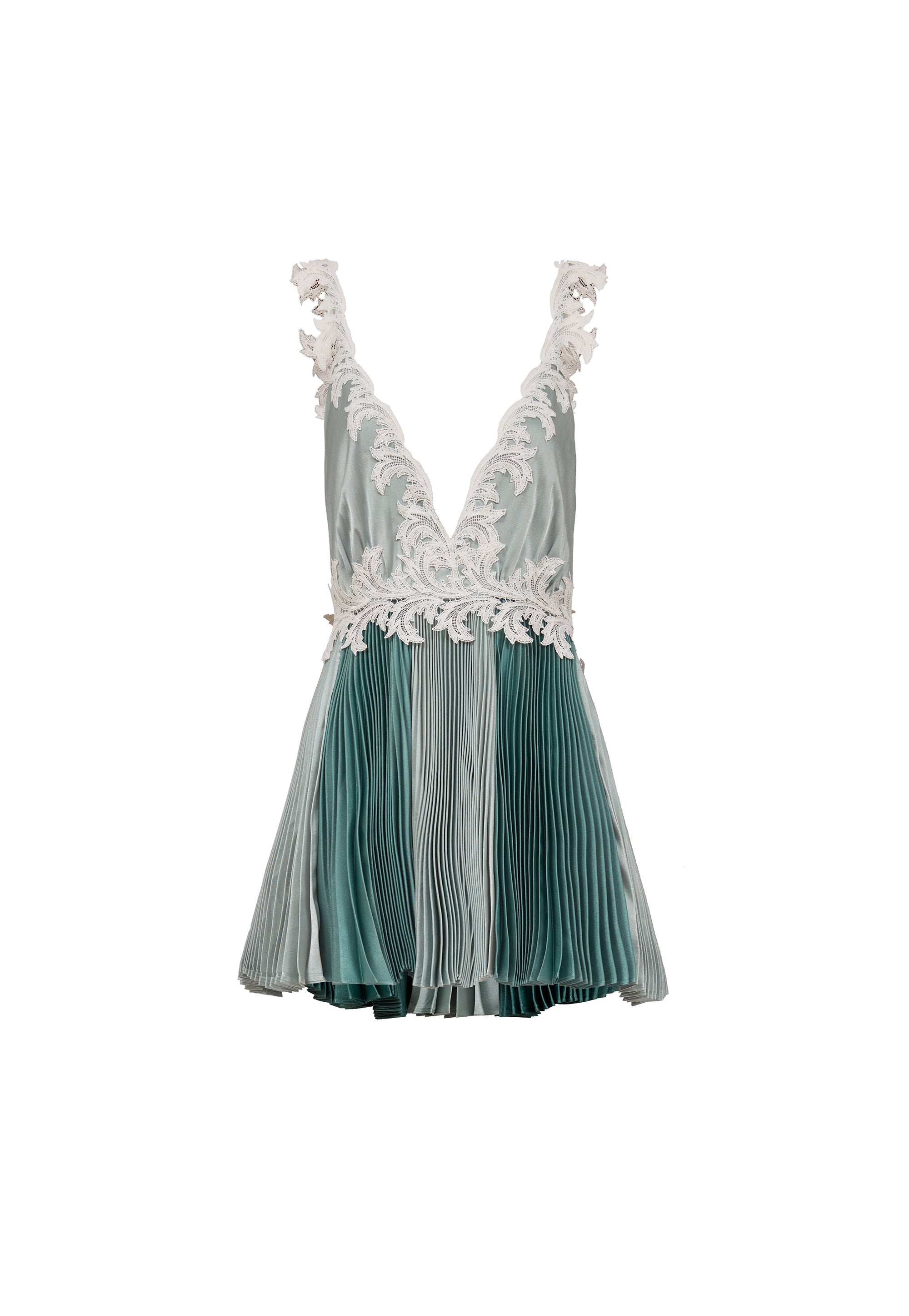 Lace Detailed Pleated Mini Dress RAISA VANESSA INT Lace Detailed Pleated Mini Dress RAISA VANESSA INT