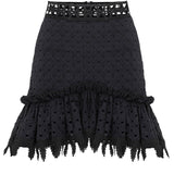 Ruffled Mini Skirt with Leaf Fringes