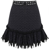 Ruffled Mini Skirt with Leaf Fringes