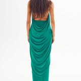 Green Buzzy Halter Neck Top with Gold Accessory Details