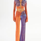 Sunset Crop Top with Cutout and Gold Accessory Details