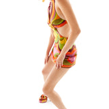 Printed Linen Halter Neck Mini Dress