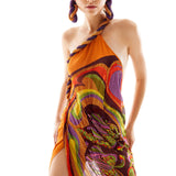 One Shoulder Sequined Chiffon Midi Dress
