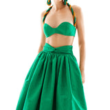 Faille Crop Top with Sequined Straps