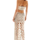 Hand Embroidered Crystal Embellishement Maxi Dress
