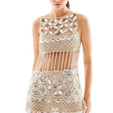 Hand Embroidered Crystal Embellishement Mini Dress with Hologram Details