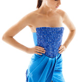 Strapless Satin Mini Dress with Crystal Hand Emboridery Corset