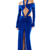 Long Sleeve Strapless Buzi Dress with Cutout Details