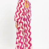 Chiffon Pleated Maxi Dress with Long Sleeve