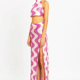High Waist Printed Skirt with Slit