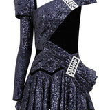 Sequined One Sleeve Dress