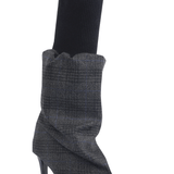 Puffy Grey Ecose Socks Detailed Heeled Boots