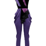 One Shouldered Velvet Jumpsuit