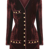 Velvet Jacket with Gold Buckles