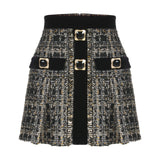 Tweed Skirt with Gold Buckles