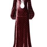 Velvet Maxi Dress with Buckled Cleavage Detail