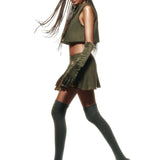 Khaki Pleated Mini Skirt