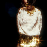 Gold Square Sequined Mini Skirt