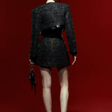 Strapless Black Rugan Crochet Mini Dress