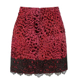 Scoped Fuchsia Mini Skirt with Lace Detail