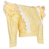 Yellow Long Sleeved Top with Floral Embroidered Lace