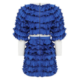 Ruffled Mini Dress with Buckle Details