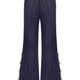 High Waisted Palazzo Pants with Gold Buckles