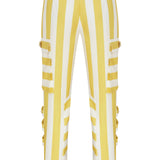 Striped Linen Pants with Gold Buckles