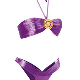Tie Neck Top with Gold Buckle Bikini Set
