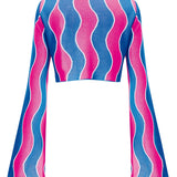 Flare Long Sleeve Heart Neck Top
