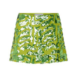 Pistachio Mini Skirt with Patterned Sequin Details