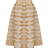 Tulle Maxi Skirt with Gold Embroidery Line Details
