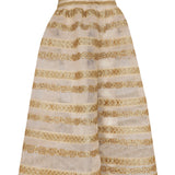 Tulle Maxi Skirt with Gold Embroidery Line Details