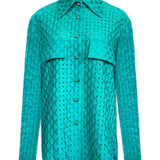Emerald Shirt With Gold Button Details