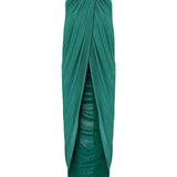 Green Buzzy Halter Neck Top with Gold Accessory Details