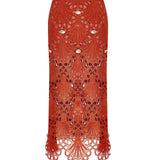 Brick Lace Skirt with Gold Accessory Details