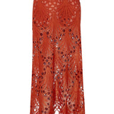 Brick Lace Skirt with Gold Accessory Details