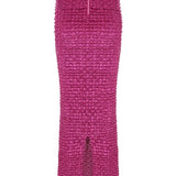 Crochet Velvet Midi Skirt with Fuschia Glitter Print Detail